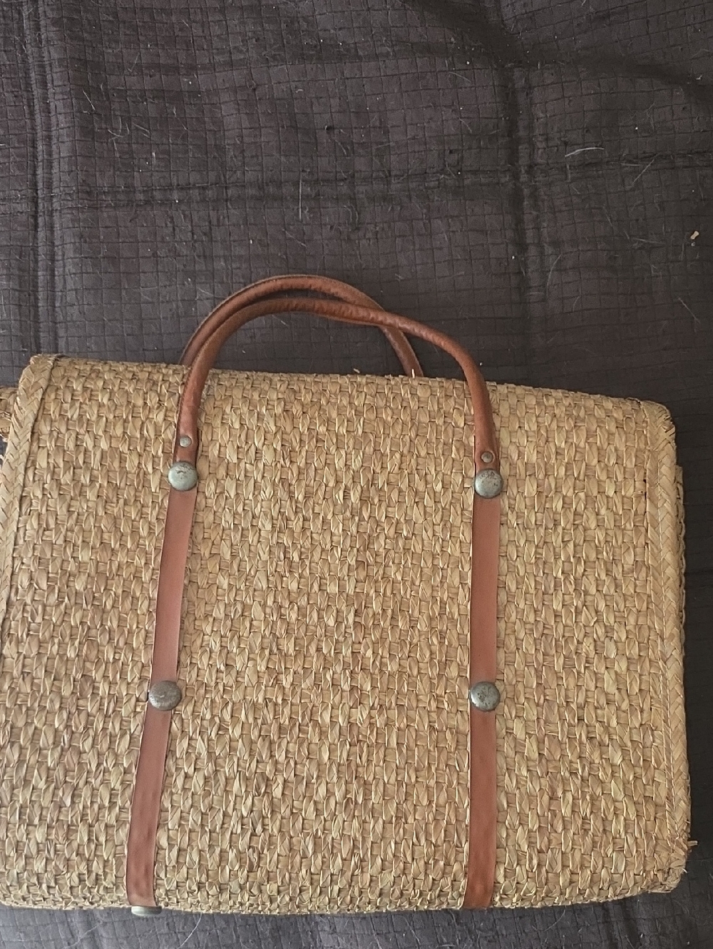 Vintage Mexico Straw Bag Acapulco Tourist Seagrass Beach Bag Large 1960 - Picture 4 of 5